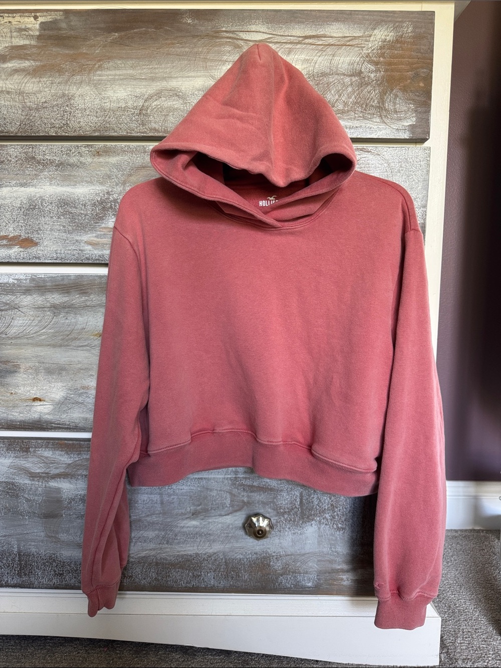Hollister Cropped Rose Pullover Hoodie